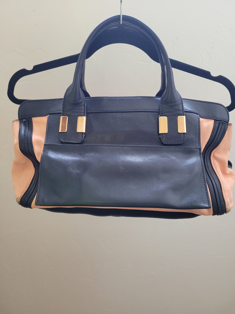 Chloé Black & Sunrise Peach Leather Medium Alice Satchel Bag Crossbody - Picture 5 of 16